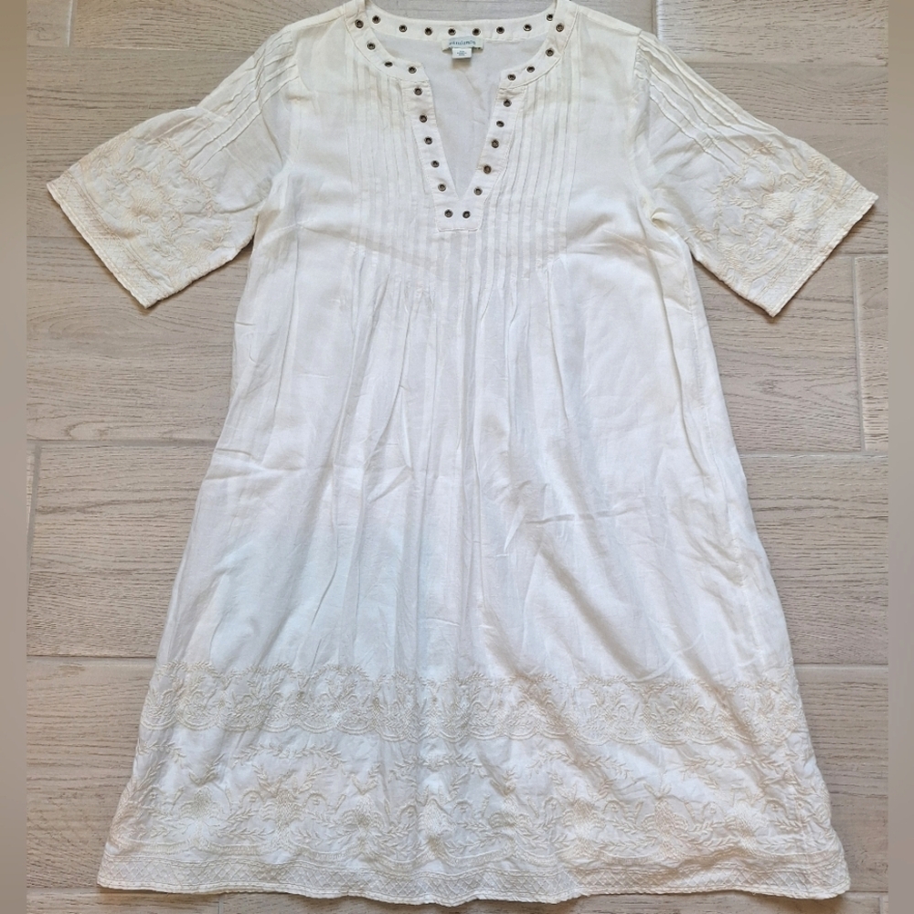 Sundance Nicolette embroidered V-neck white cotton dress with embroidery - XS - Picture 2 of 13